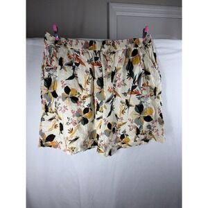 Rachel Zoe 100% Linen Tropical Floral Shorts Women's 1X Plus Size High Waist